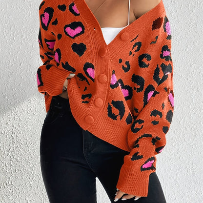 Suéter Jacquard de Leopardo – Tejido Informal Elegante para Mujer Primavera/Otoño