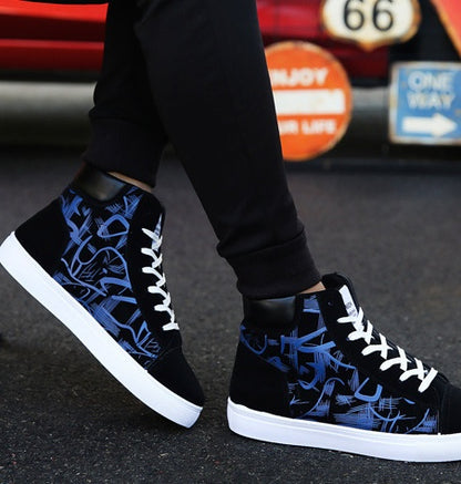 Loom & Soul Men’s Korean Edition High-Top Shoes – Non-Slip Casual Sneakers for All Seasons