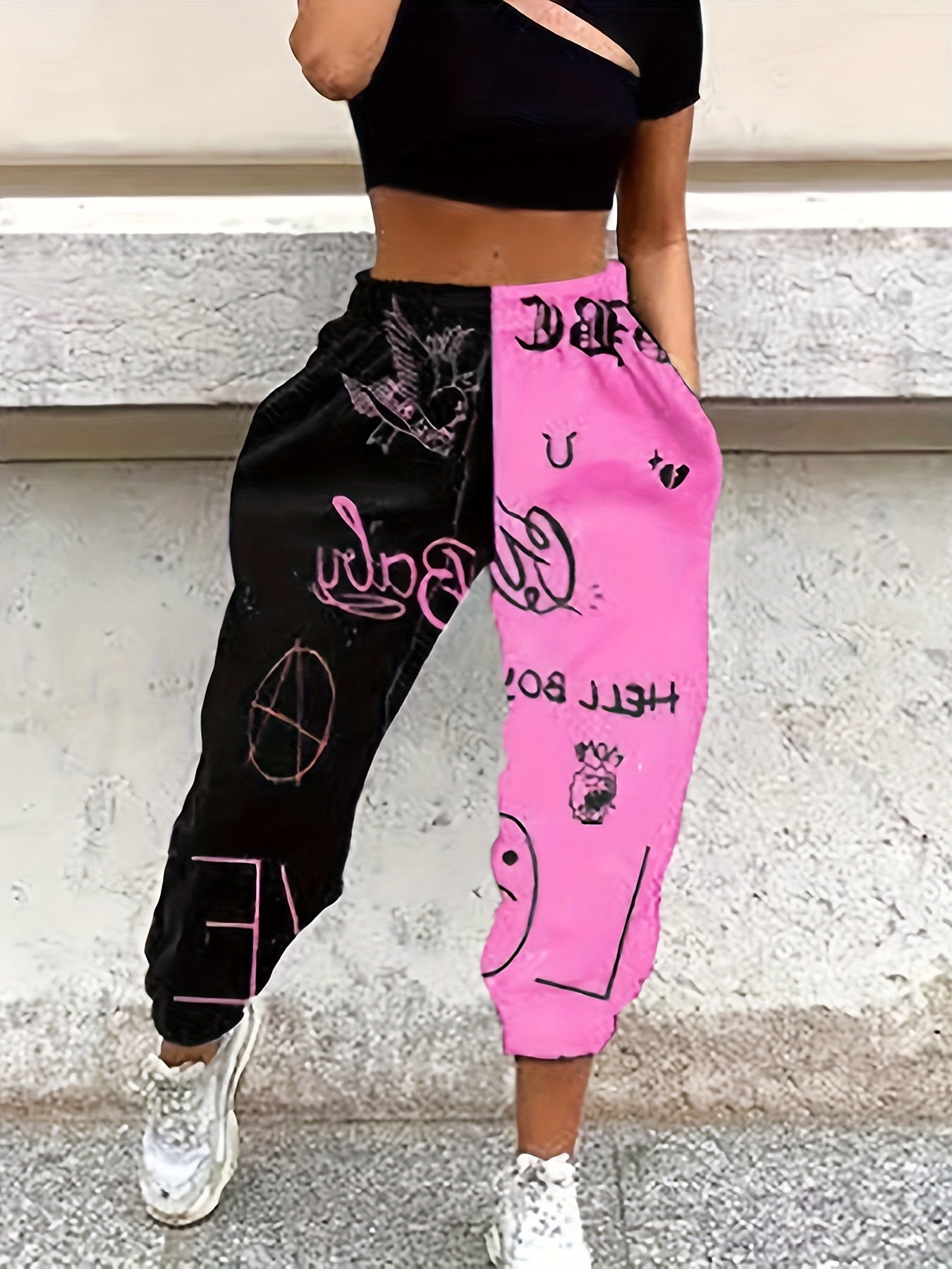 Women’s Color-Block Jogger Pants – Loose-Fit Casual Streetwear