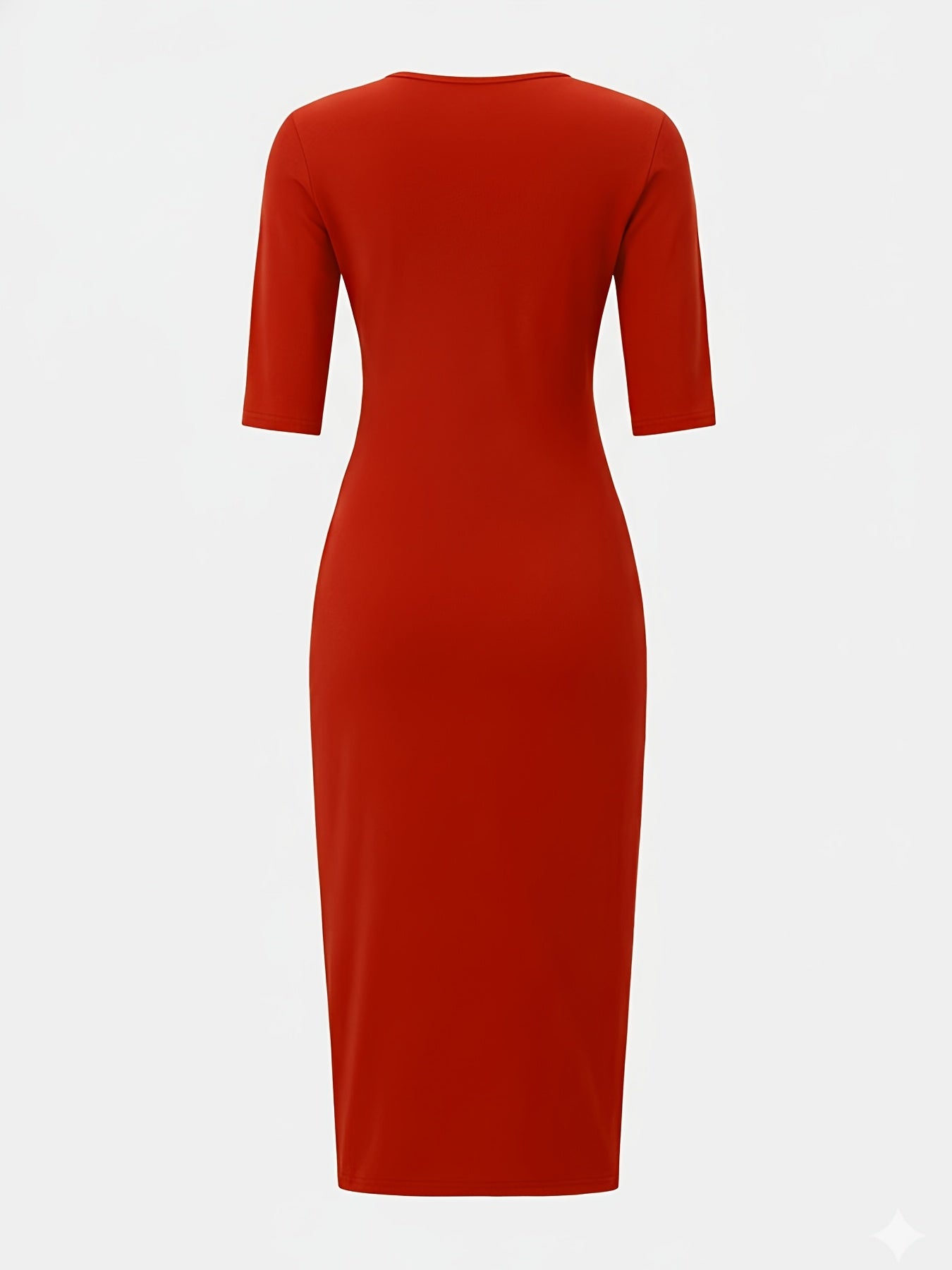 Boat Neck Bodycon Midi Dress – Elegant Slim Fit Short Sleeve Dress