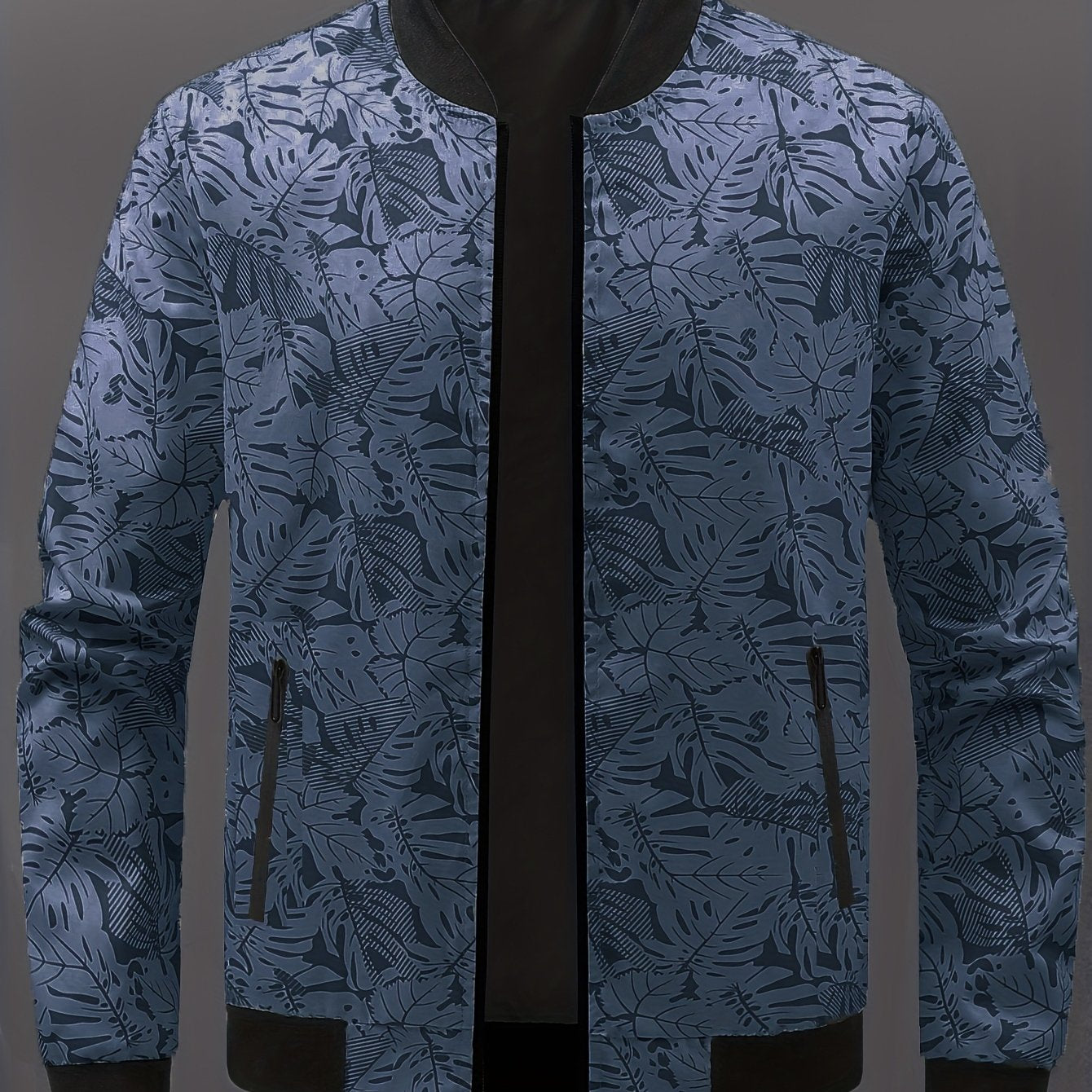 Men’s Printed Baseball Jacket – Zip-Up Casual Lightweight Street Coat