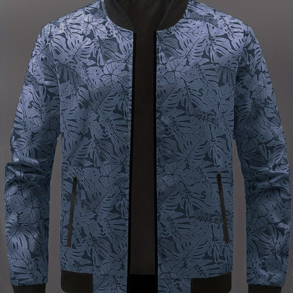 Men’s Printed Baseball Jacket – Zip-Up Casual Lightweight Street Coat