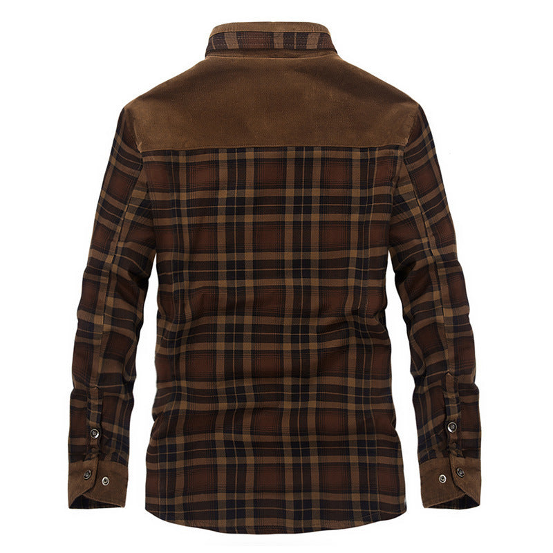 Loom & Soul™ Men’s Winter Plaid Jacket – Thick Cotton Fleece-Lined Military Coat for Warmth & Classic Style