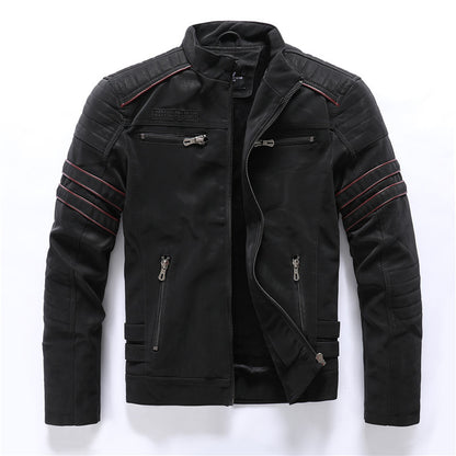 Loom & Soul™ Men’s Fashion PU Leather Jacket – Classic Street Style Biker Coat with Modern Edge