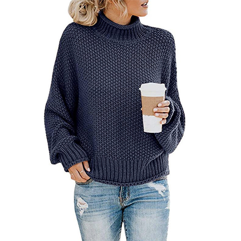 Loom & Soul™ Women’s Solid Turtleneck Sweater – Winter Knitted Long-Sleeve Pullover