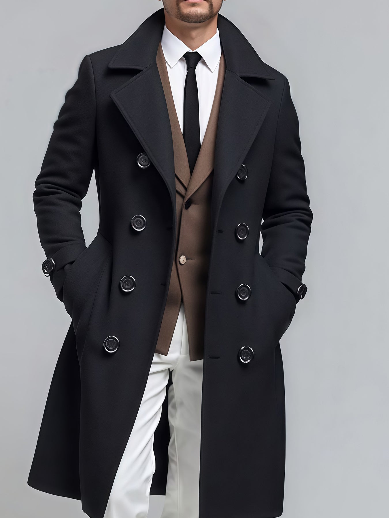 Veste mi-longue 3-en-1 pour homme – Manteau croisé