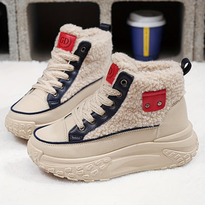 Women’s Plush Lined Snow Boots – Non-Slip Winter Shoes with PVC Sole