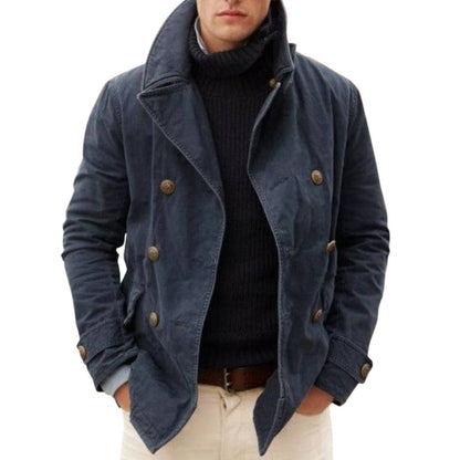 Chaqueta casual de color liso para hombre - Abrigo suelto con solapa para uso diario