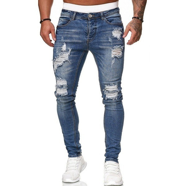 Loom & Soul™ Vintage Ripped Skinny Jeans – Men’s Slim-Fit Street Denim Pants