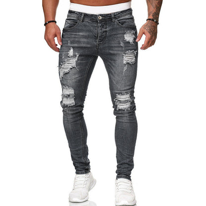 Loom & Soul™ Vintage Ripped Skinny Jeans – Men’s Slim-Fit Street Denim Pants