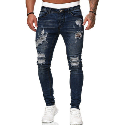 Loom & Soul™ Vintage Ripped Skinny Jeans – Men’s Slim-Fit Street Denim Pants