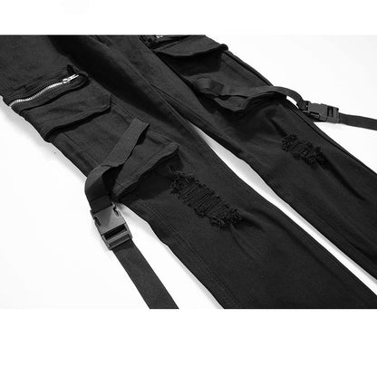 Loom & Soul Pocket Buckle Streamer Jeans – Street Functional Denim Pants