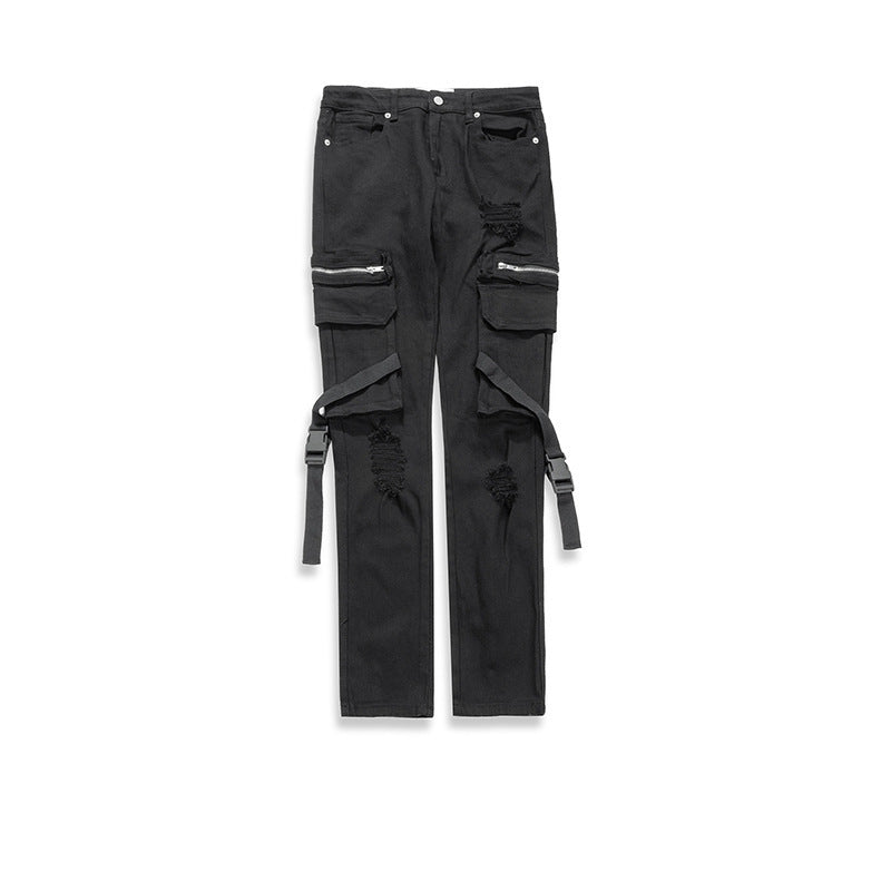 Loom & Soul Pocket Buckle Streamer Jeans – Street Functional Denim Pants