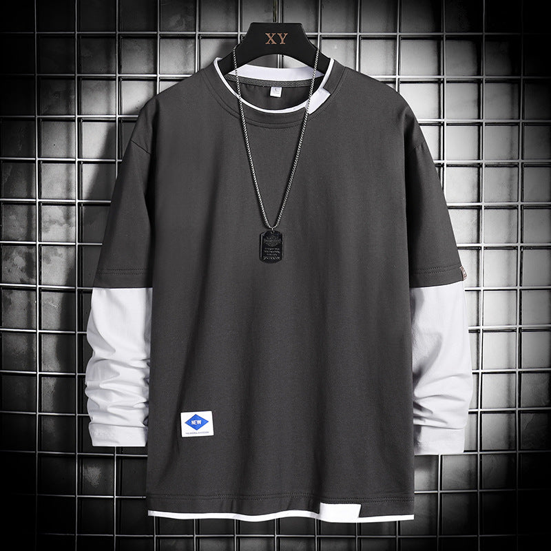 Pull ras du cou à manches longues pour homme – Coupe décontractée