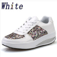 Loom & Soul™ Sequin Women’s High-Top Sneakers – Canvas & Leather Vulcanized Shoes with Rear Strap