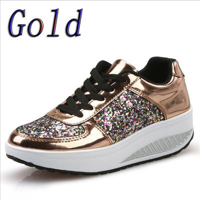 Loom & Soul™ Sequin Women’s High-Top Sneakers – Canvas & Leather Vulcanized Shoes with Rear Strap