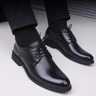 Loom & Soul™ Men’s Pointed Toe Shoes – Classic Lace-Up Leather Style with Breathable Lining & Rubber Sole