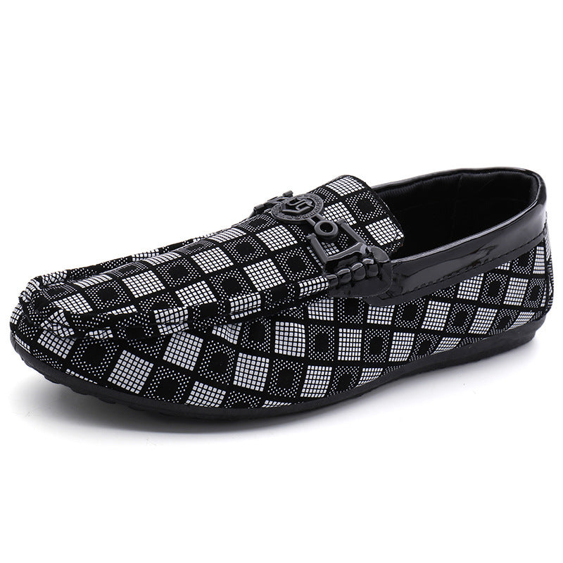 Loom & Soul Men’s Casual Slip-On Driving Shoes – Lightweight Peas Loafers with Lattice Design, Flat Heel & Shallow Mouth Fit