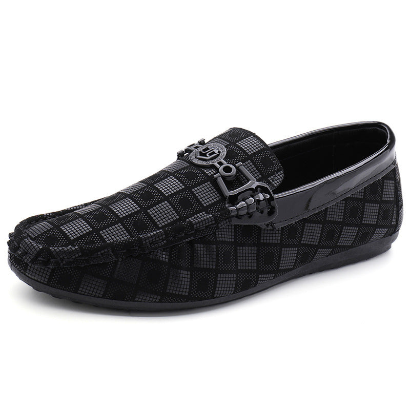 Loom & Soul Men’s Casual Slip-On Driving Shoes – Lightweight Peas Loafers with Lattice Design, Flat Heel & Shallow Mouth Fit