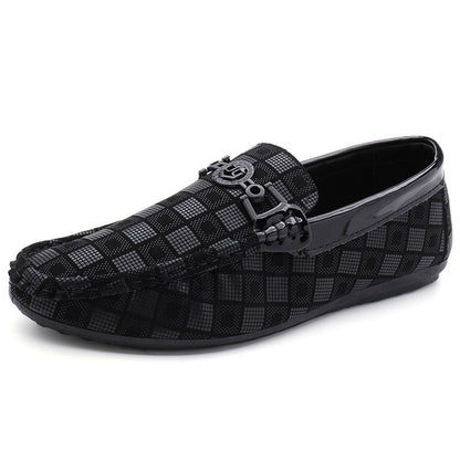 Loom & Soul Men’s Casual Slip-On Driving Shoes – Lightweight Peas Loafers with Lattice Design, Flat Heel & Shallow Mouth Fit