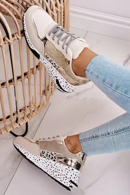 Loom & Soul™ Women’s Lace-Up Platform Sneakers – Suede Color-Match Sports Shoes with Wedge Heel Comfort