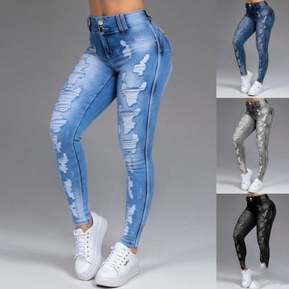 Loom & Soul™ Ripped Stretch Jeans – Women’s Slim Straight Denim Pants