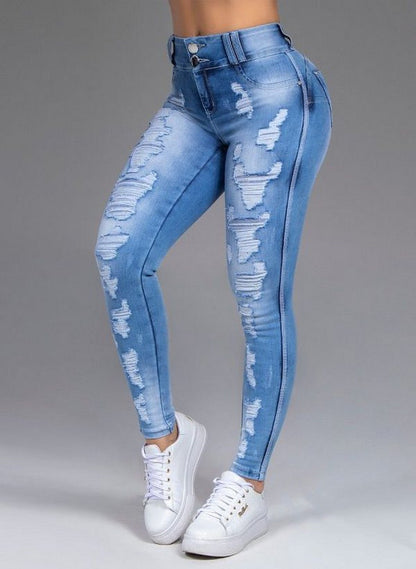 Loom & Soul™ Ripped Stretch Jeans – Women’s Slim Straight Denim Pants