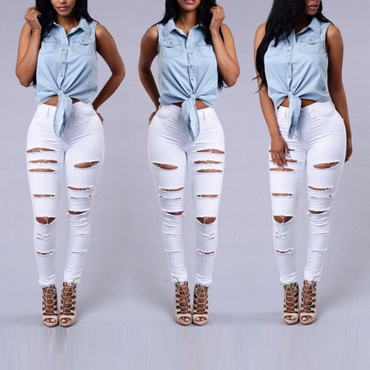 Loom & Soul™ High-Waist Ripped Skinny Jeans – Women’s Casual Slim-Fit Denim Pants