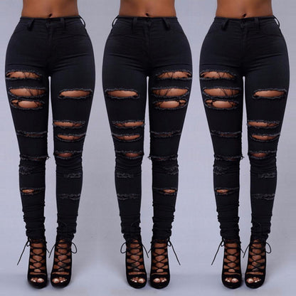 Loom & Soul™ High-Waist Ripped Skinny Jeans – Women’s Casual Slim-Fit Denim Pants