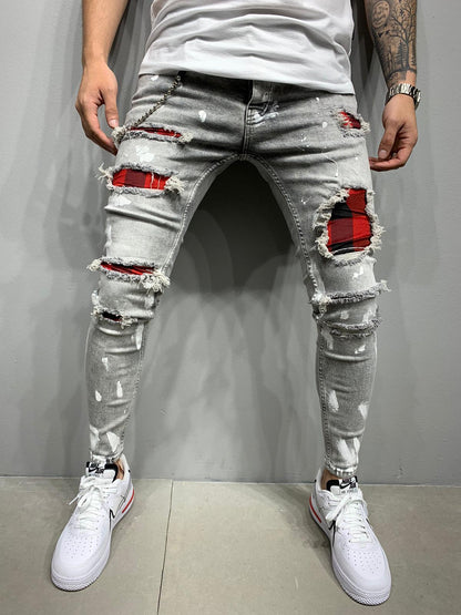 Loom & Soul™ Painted Denim Jeans – Men’s Slim-Fit Streetwear Jeans