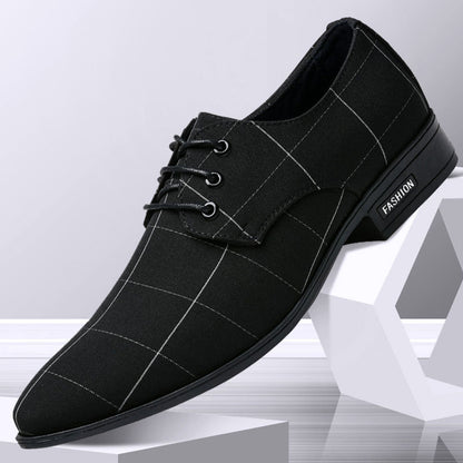 Loom & Soul™ Men’s Leather & Canvas Dress Shoes – Lightweight Breathable Business Casual Shoes for Everyday Elegance