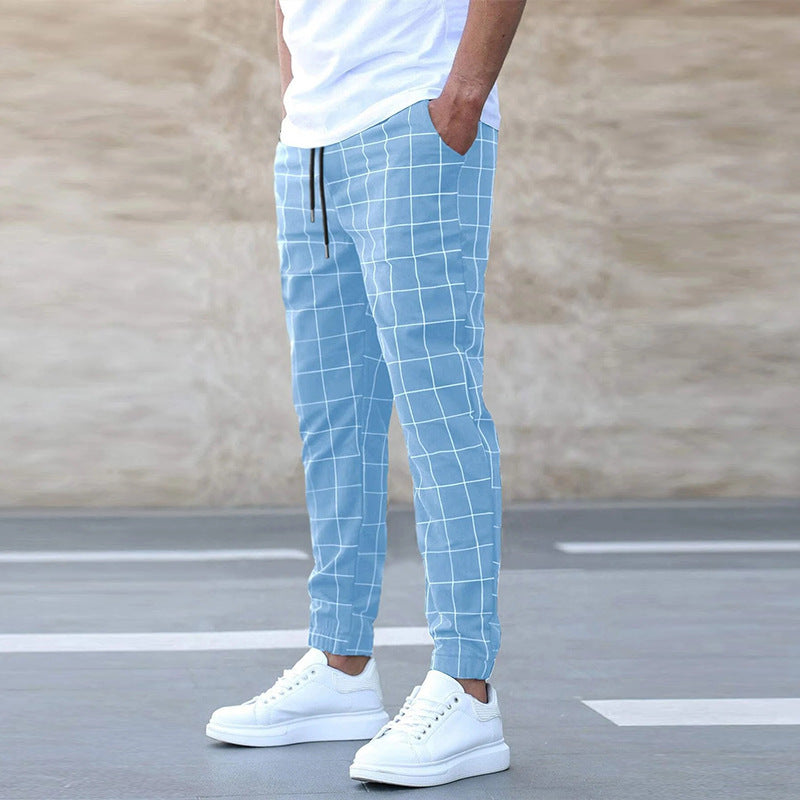 Loom & Soul™ Men’s Plaid Drawstring Pants – Casual Straight-Leg Cotton Trousers