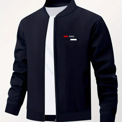 Veste imprimée à col baseball pour homme – Manteau de travail zippé style streetwear décontracté