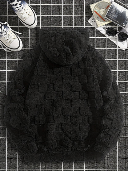 Men’s Westcoast Fleece Hoodie – Thick Embroidered Checkered Pullover