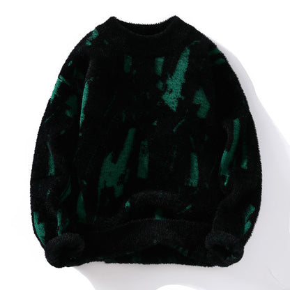 Men’s Fleece-Lined Thick Knit Sweater – Winter Loose Pullover