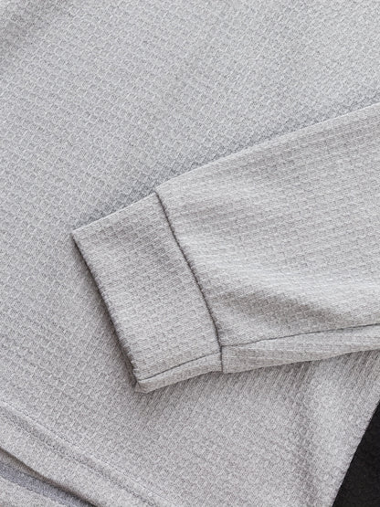 Men’s Waffle Henley Shirt – White & Black All-Season Button Top