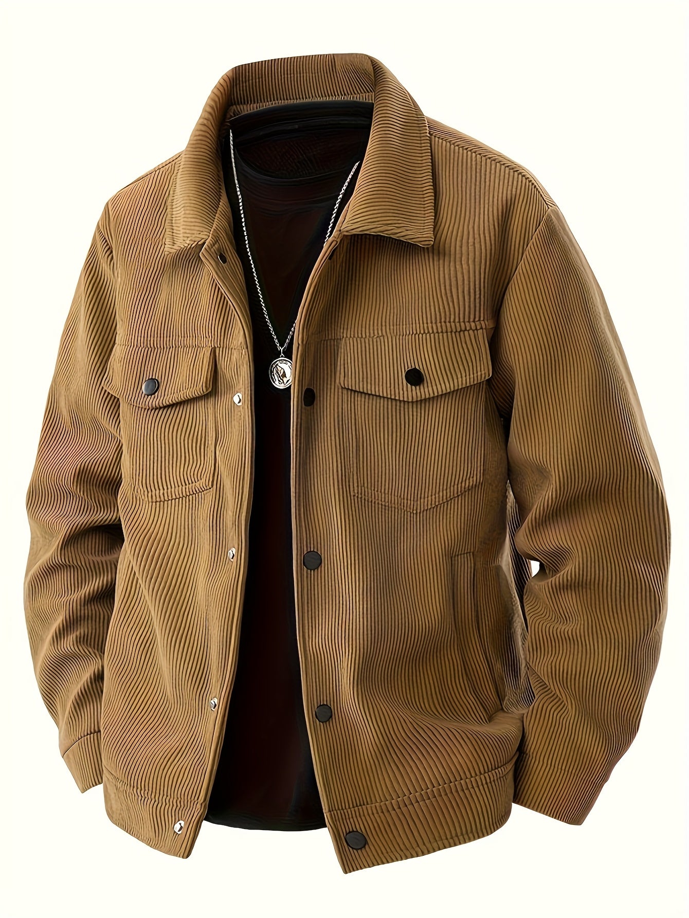 Veste d'hiver coupe-vent pour homme – Manteau en velours côtelé isolé