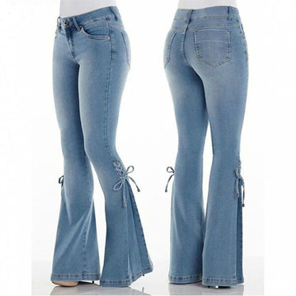Loom & Soul™ Mid-Waist Stretch Jeans – Women’s Slim Fit Distressed Denim Pants