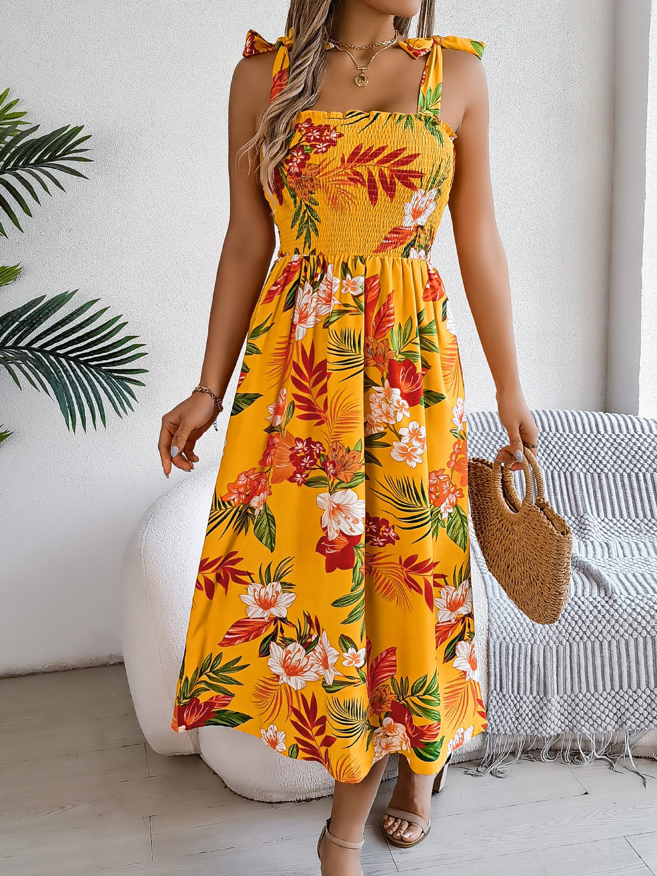 Loom & Soul™ Floral Corset Maxi Dress – Women’s Sleeveless High-Waist Beach Holiday Dress