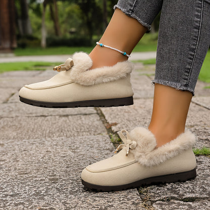Mocasines de mujer con forro polar – Zapatos de invierno cálidos sin cordones