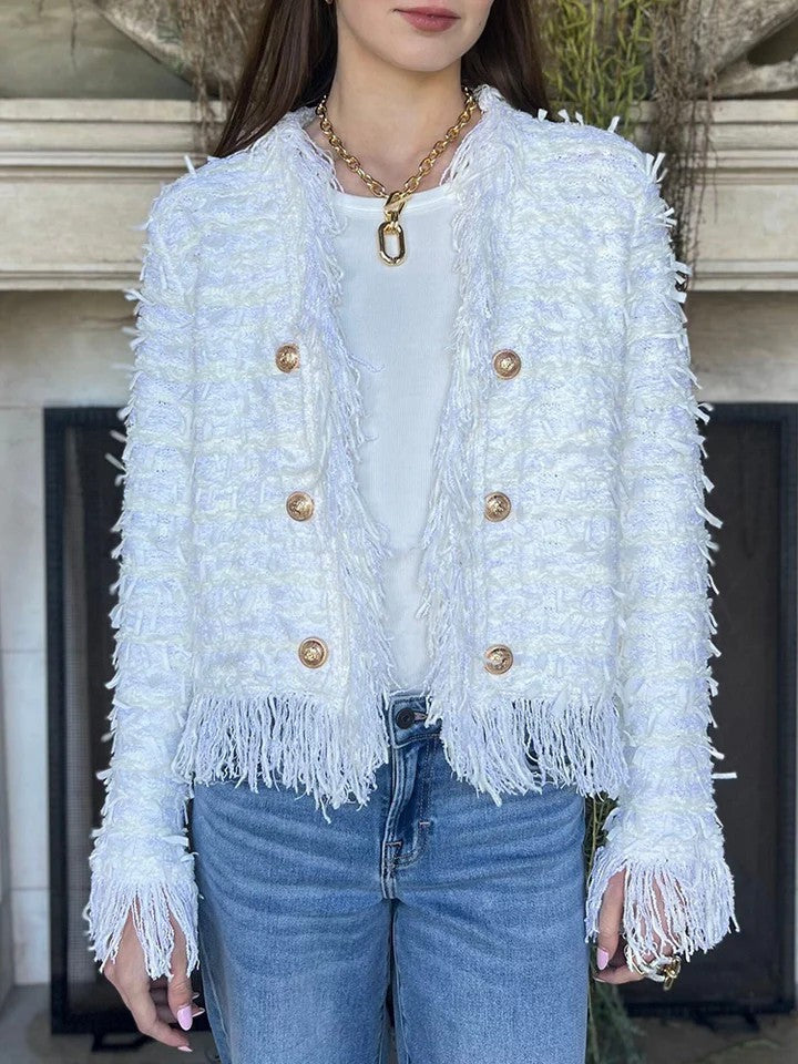 Chaqueta elegante con borlas para mujer – Estilo urbano entallado
