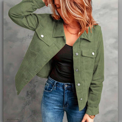 Chaqueta de pana abotonada para mujer – Ropa de abrigo informal ligera