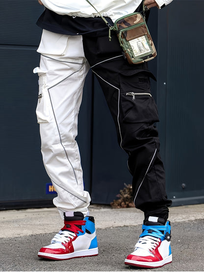 Men’s Reflective Cargo Pants – Loose-Fit Multi-Pocket Sports Trousers