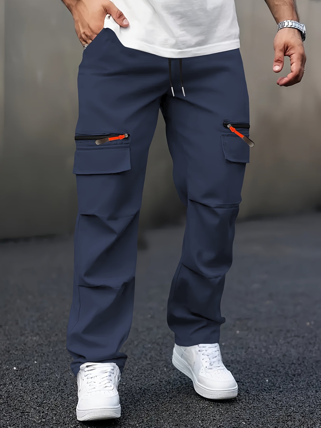 Men’s Cargo Pants – Loose Straight-Leg Multi-Pocket Street Trousers