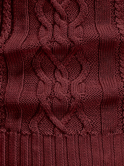 Suéter de cuello alto trenzado vintage para hombre – Jersey de punto clásico