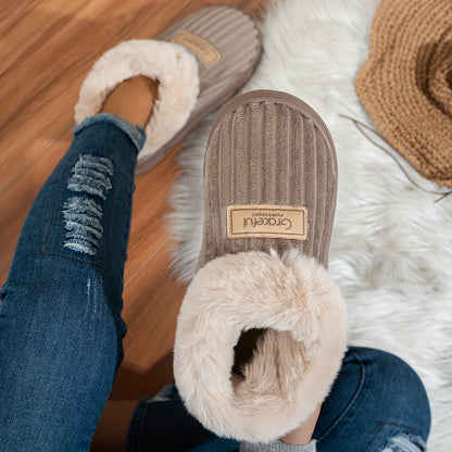 Pantuflas de Mujer con Suela Gruesa – Comodidad Cálida de Invierno para Interiores