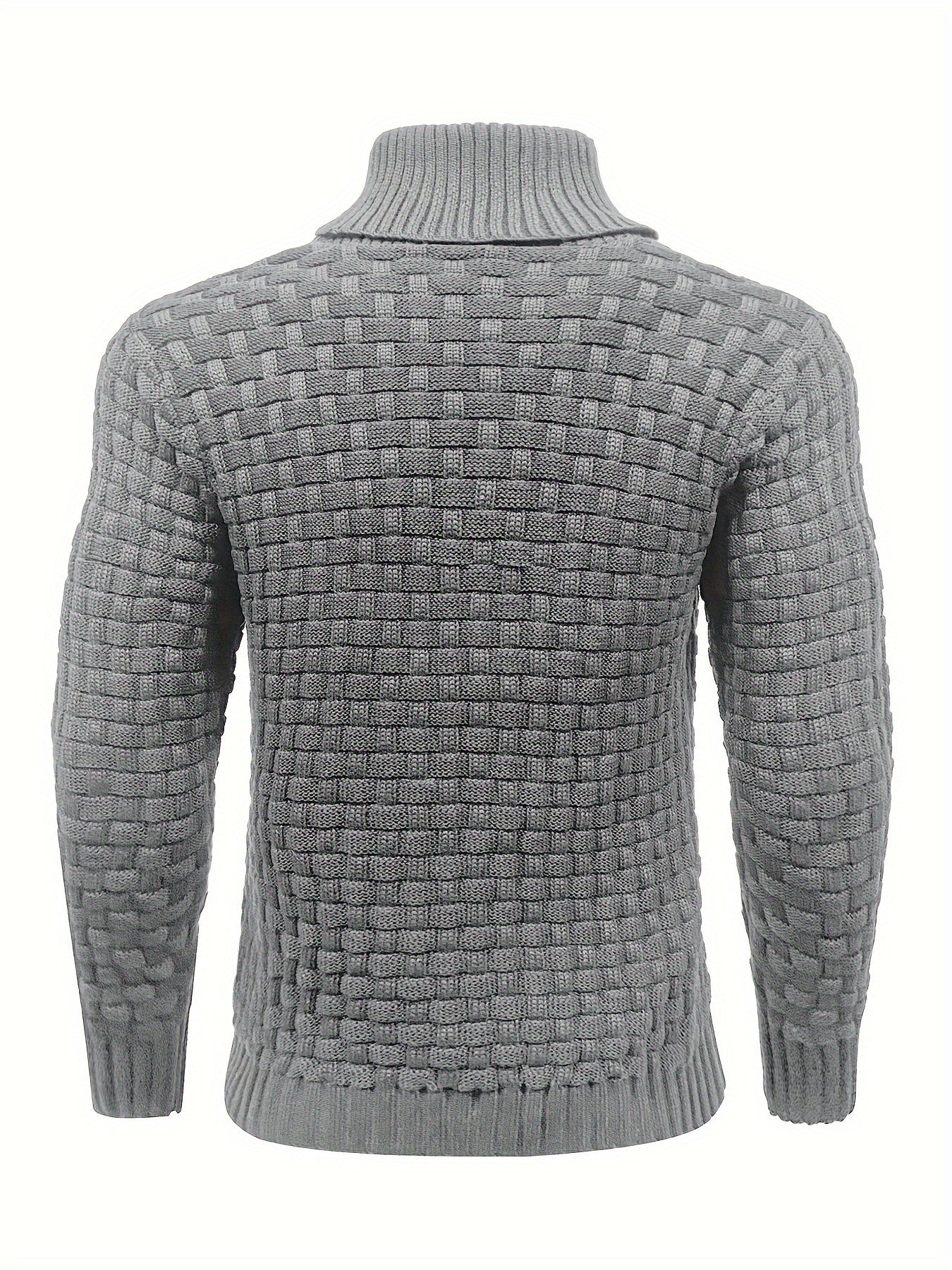 Men’s Waffle Knit Sweater – High Stretch Pullover with Lapel Collar