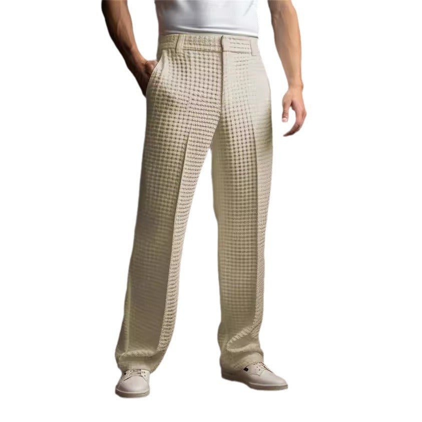 Pantalon de costume droit gaufré pour homme – Pantalon décontracté et d'affaires toutes saisons