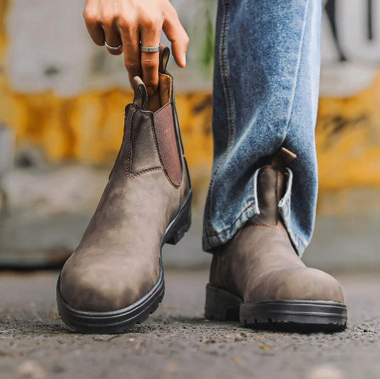 Men’s Retro Chunky Boots – Streetwear Ankle Combat Style