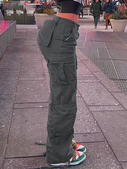 Women’s Retro Y2K Cargo Pants – High-Waisted Wide-Leg Streetwear